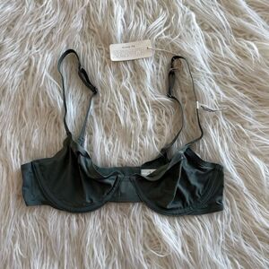 Aerie Smoothez Mesh Full Coverage Unlined Bra 32B Royal Palm